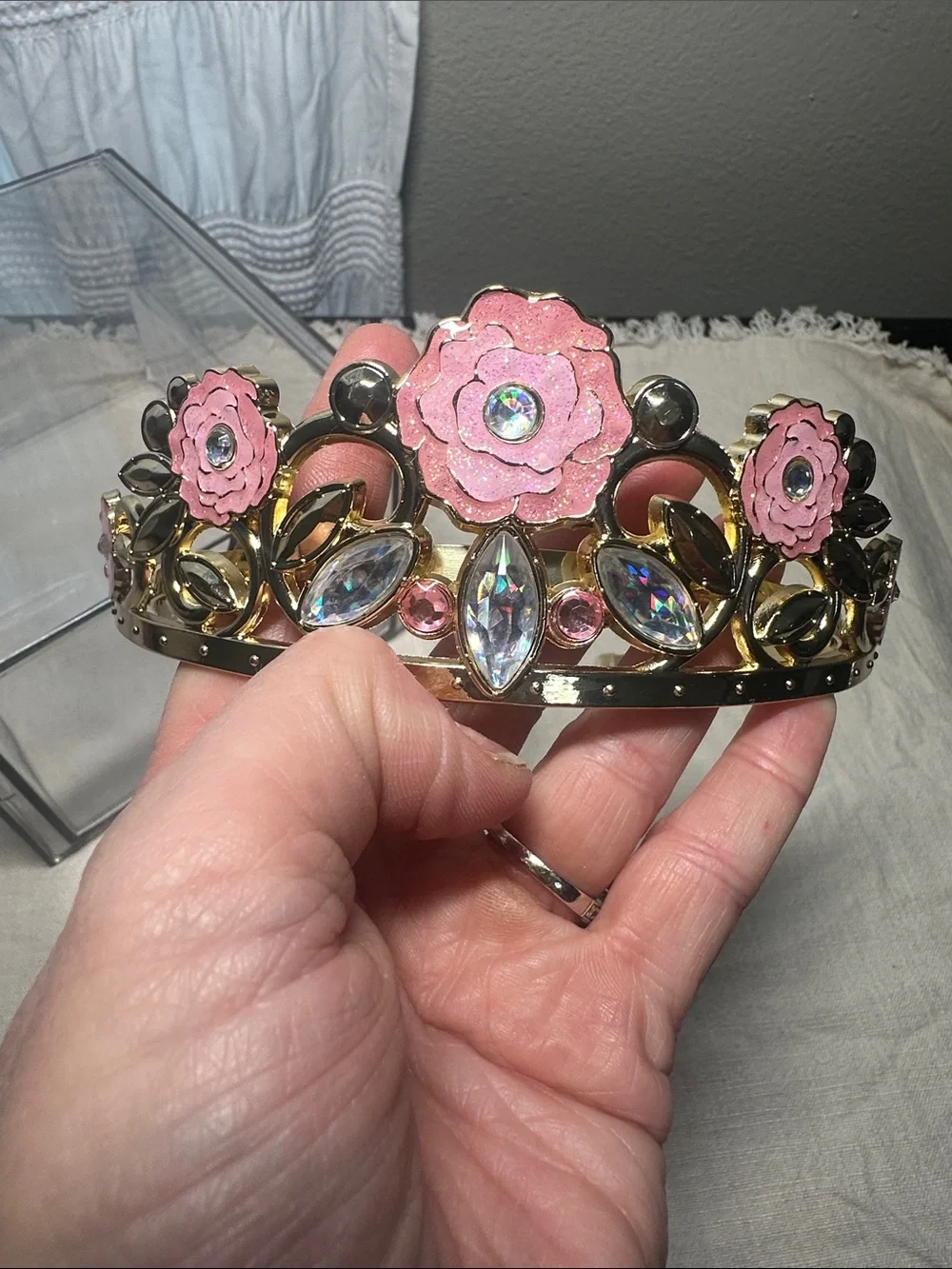 Gold and Pink Floral Tiara Metal Headband from Disney Parks NWT